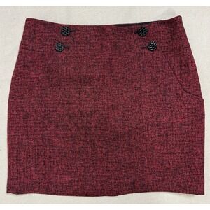 The Limited Women's Skirt sz 6 Red Black Textured A Line Button Detail Lined